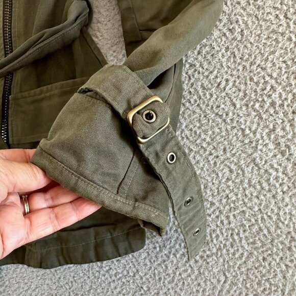 NICE COLLECTIVE Womens Jacket Chore Utility Army Green Zip Up Military - Picture 13 of 16